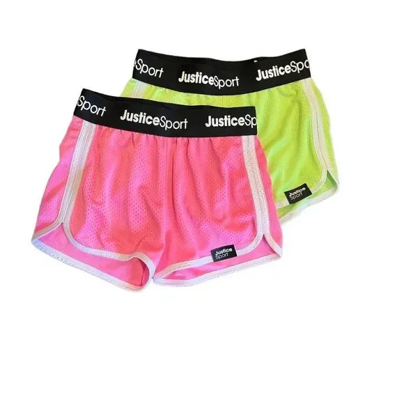 JUSTICE SHORTS GIRLS SIZE SMALL BUNDLE OF 2 PINK AND YELLOW NEW - Picture 1 of 7
